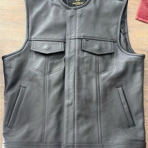 Leatherick Charcoal Leather Vest for Men